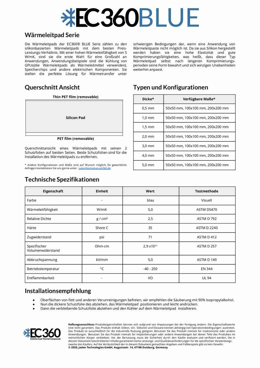 Am4 Cpu EC360u00ae Green 2,5W/MK Pad Termico (100 X 100 X 5,0 Mm Pad Termici Ps4